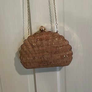 CORK purse. NEW!  Clutch or use with lovely gold chain.